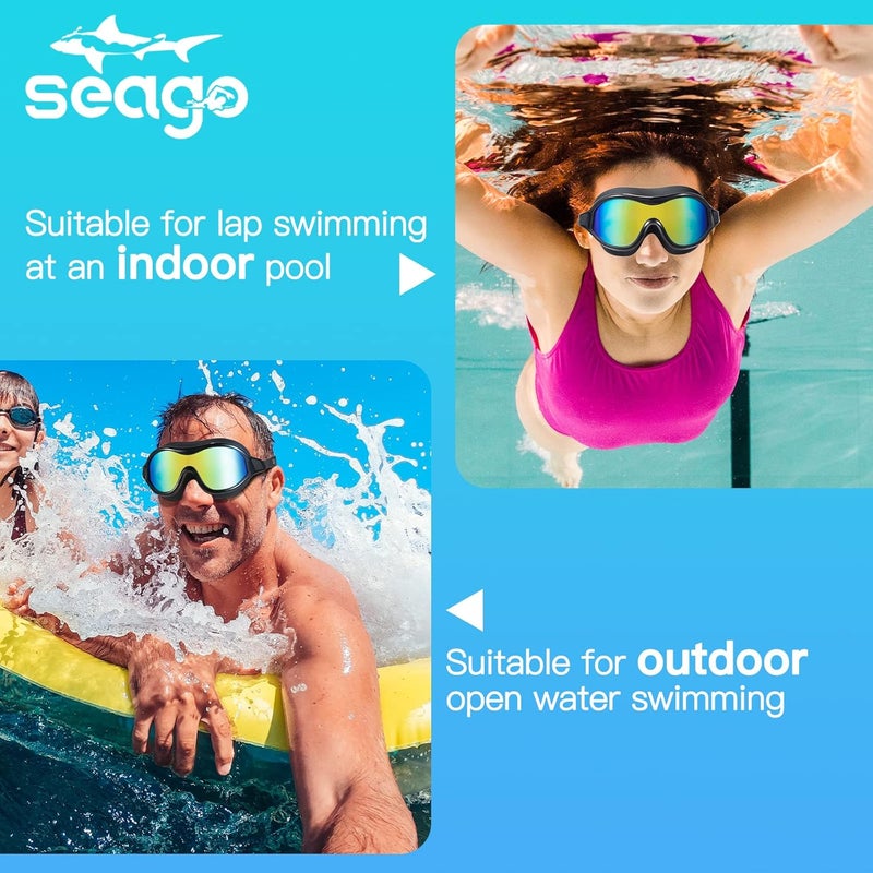 Seago Swim Goggles No Leaking Anti-Fog Pool Goggles Swimming Goggles for Adult Men Women Youth, UV Protection 180° Clear Vision - Image 4
